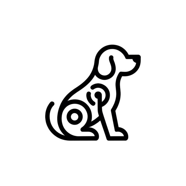 Illustration minimaliste de chien pour pension-phoenix à Toulouse, Montauban, Albi, Castres, Saint Sulpice,